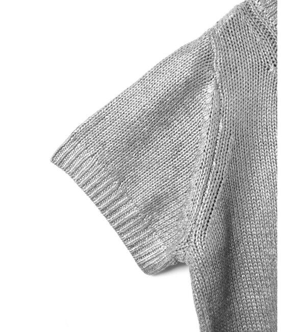 mizuiro ind「mizuiro ind 箔プリントハーフスリーブプルオーバー」|ニット・セーター|