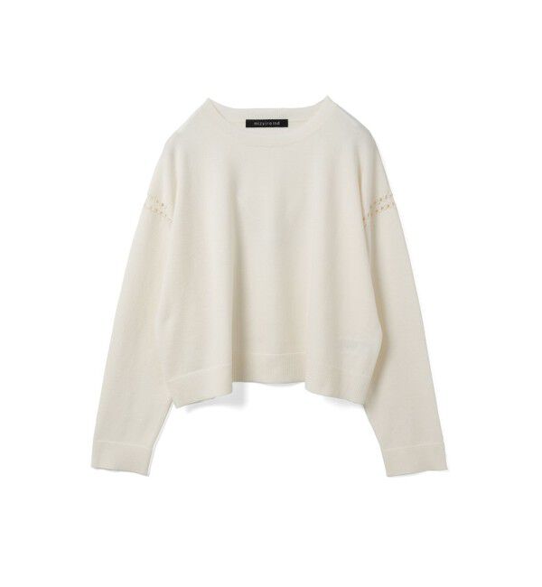 mizuiro ind「mizuiro ind クルーネックワイドチュニッククロシェ」|ニット・セーター|アイボリー