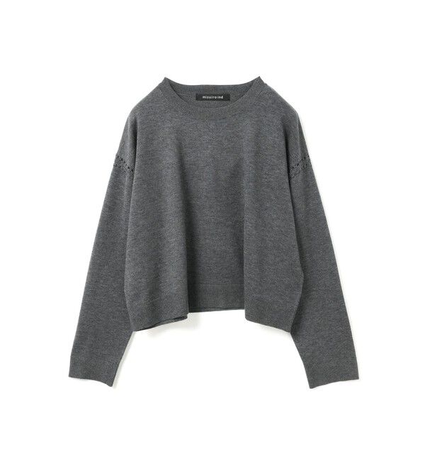 mizuiro ind「mizuiro ind クルーネックワイドチュニッククロシェ」|ニット・セーター|ダークグレー