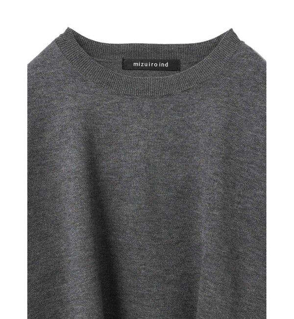mizuiro ind「mizuiro ind クルーネックワイドチュニッククロシェ」|ニット・セーター|