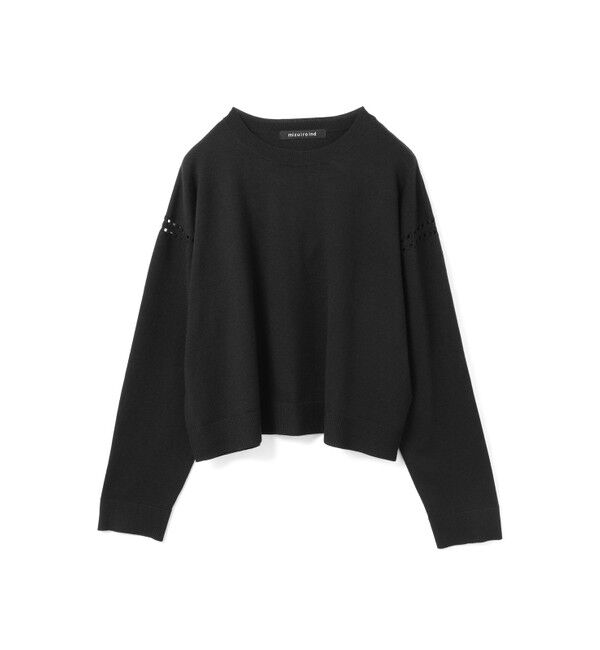 mizuiro ind「mizuiro ind クルーネックワイドチュニッククロシェ」|ニット・セーター|