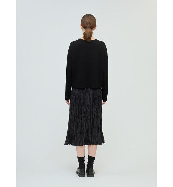 mizuiro ind「mizuiro ind クルーネックワイドチュニッククロシェ」|ニット・セーター|