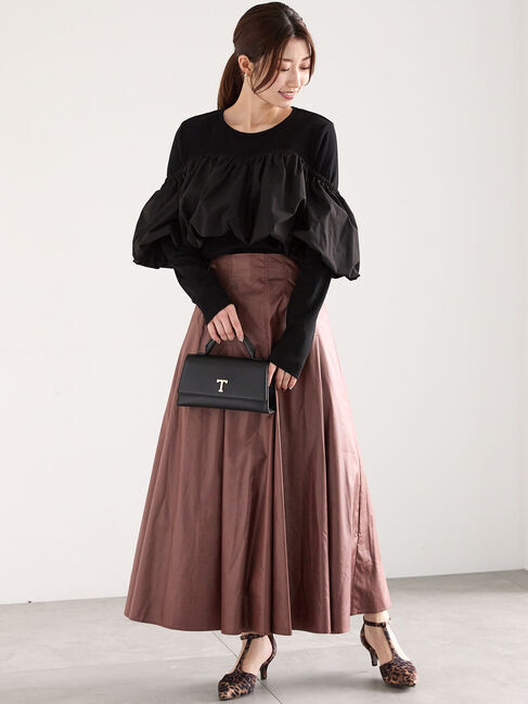Te chichi「グロッシーレザーライクフレアスカート」|スカート|