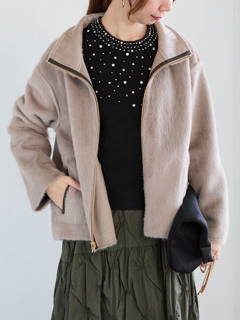 Te chichi「リバーシブルムートンスタンド衿ブルゾン」|その他|モカ