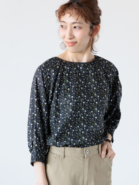 Lugnoncure「無地/柄アソート袖口シャーリングブラウス」|シャツ・ブラウス|イエロー