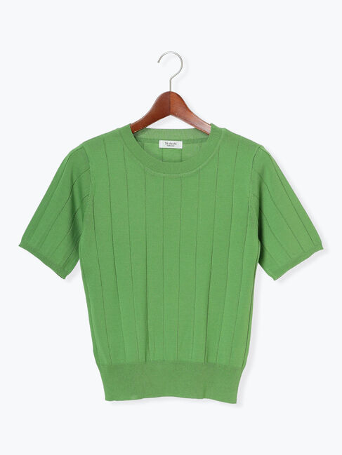 Te chichi TERRASSE「ワイドリブ半袖クルーネックニット」|ニット・セーター|