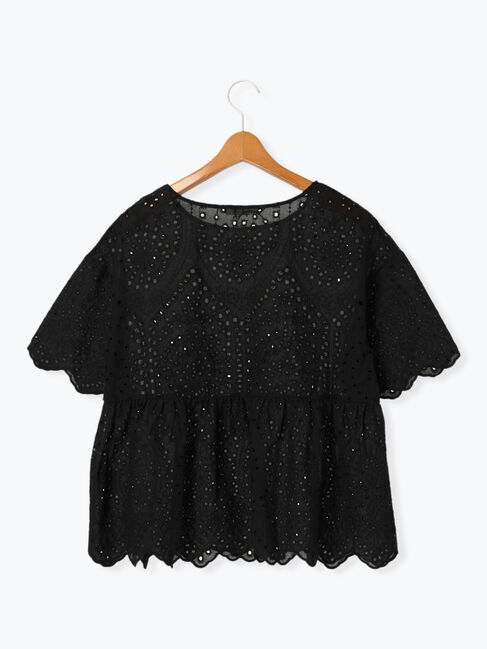 Lugnoncure「アイレットレース半袖ブラウス」|シャツ・ブラウス|