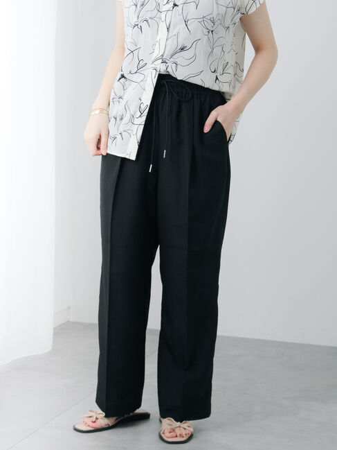 Te chichi TERRASSE「【セットアップ可】麻調イージーパンツ」|その他|ブラック