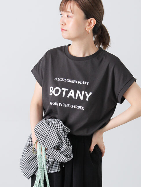 Lugnoncure「【接触冷感】フロントロゴフレンチスリーブTシャツ」|Tシャツ・カットソー|チャコールグレー