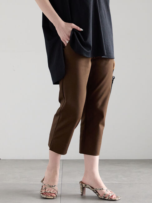 Te chichi「サイドスリットストレッチカプリパンツ」|その他|ブラウン