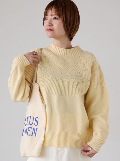 Lugnoncure「ピーチヤーン求心柄編みニット」|ニット・セーター|イエロー