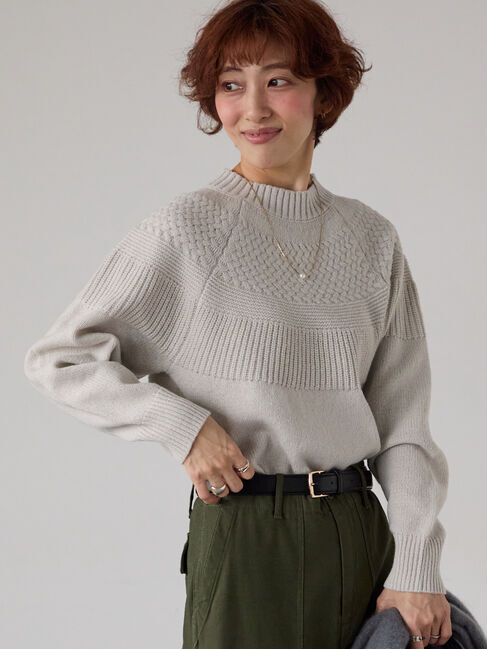 Lugnoncure「ピーチヤーン求心柄編みニット」|ニット・セーター|グレー