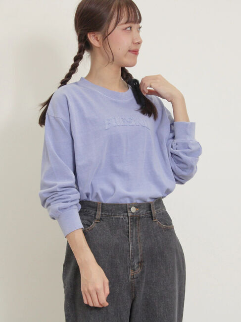 Samansa Mos2「ピグメント加工ワッペンロゴスウェット」|Tシャツ・カットソー|ブルー