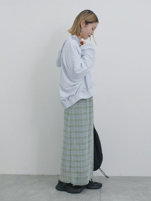 Samansa Mos2 blue「ラメプリーツアソート柄スカート」|スカート|