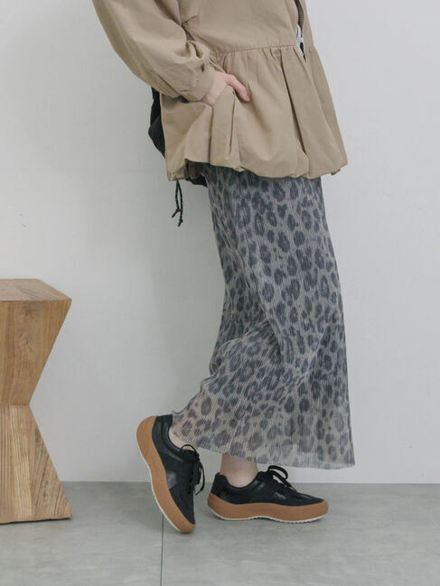 Samansa Mos2 blue「ラメプリーツアソート柄スカート」|スカート|