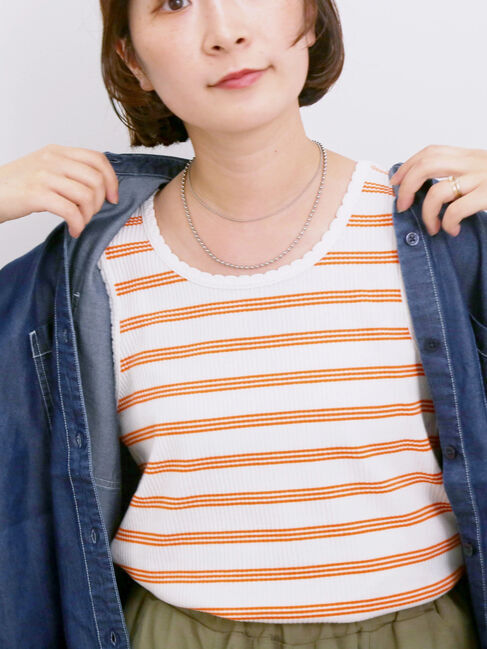 Samansa Mos2 blue「◎アソートリブタンク」|Tシャツ・カットソー|