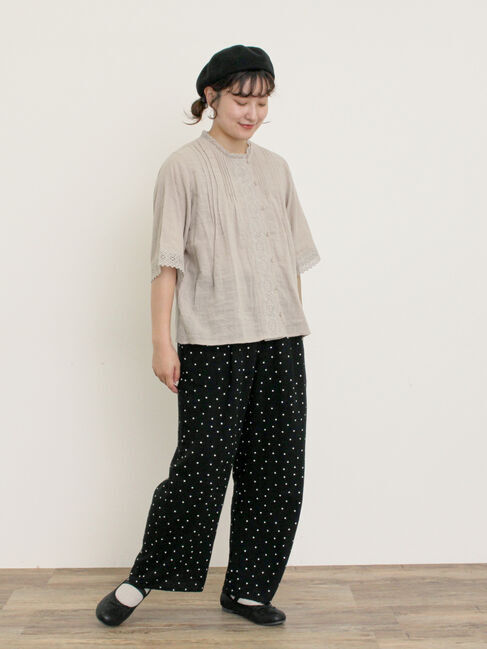 Samansa Mos2「ドビーストライプレースブラウス」|シャツ・ブラウス|