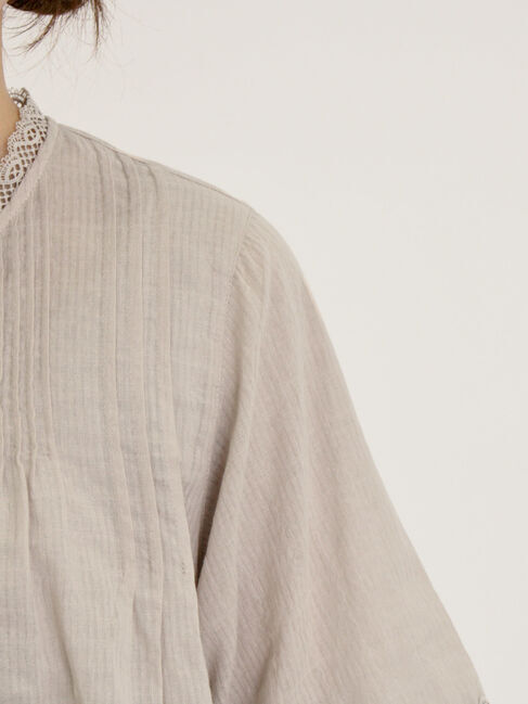 Samansa Mos2「ドビーストライプレースブラウス」|シャツ・ブラウス|