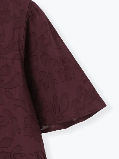 Samansa Mos2 blue「花ジャガードティアードワンピース」|ワンピース|