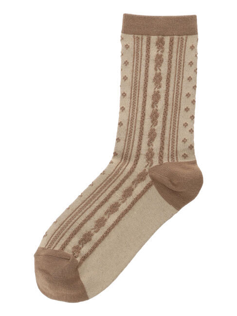 Samansa Mos2「ぽこぽこ花柄ソックス」|ソックス|モカ