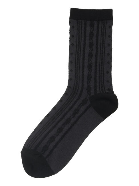 Samansa Mos2「ぽこぽこ花柄ソックス」|ソックス|ブラック