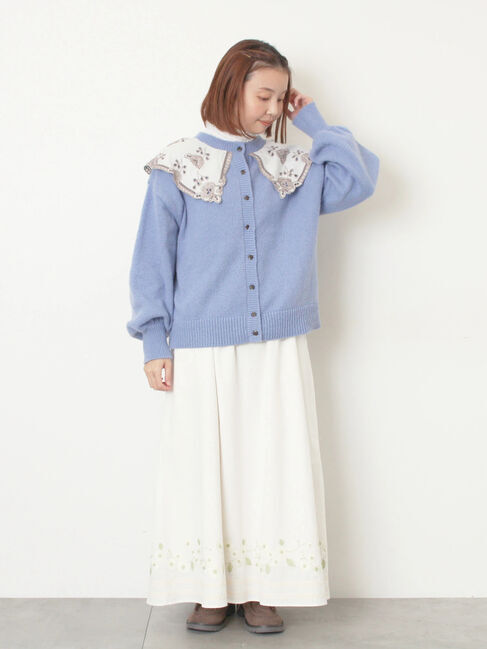 Samansa Mos2「レース貼り前後2WAYニット」|カーディガン|