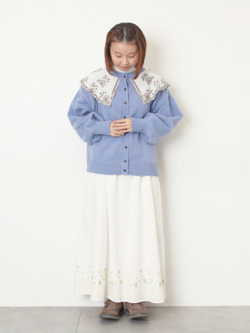 Samansa Mos2「レース貼り前後2WAYニット」|カーディガン|