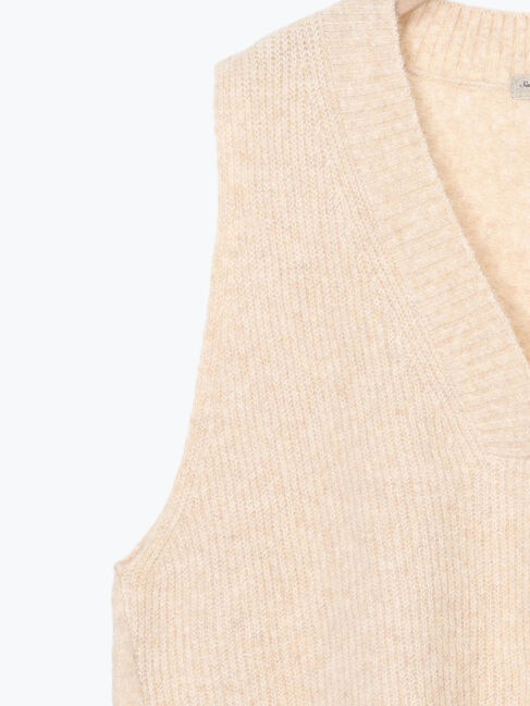 Samansa Mos2「Vネックリブベスト」|ダウンベスト・ベスト|