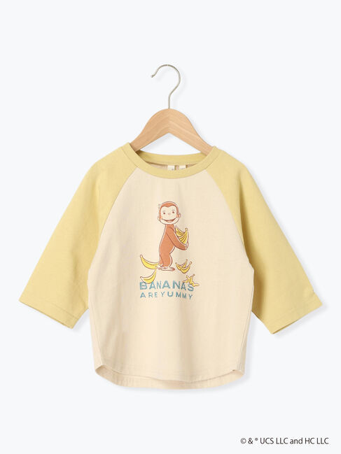 Samansa Mos2 Lagom「【おさるのジョージ】ラグラン配色7分袖Tシャツ」|Tシャツ・カットソー|