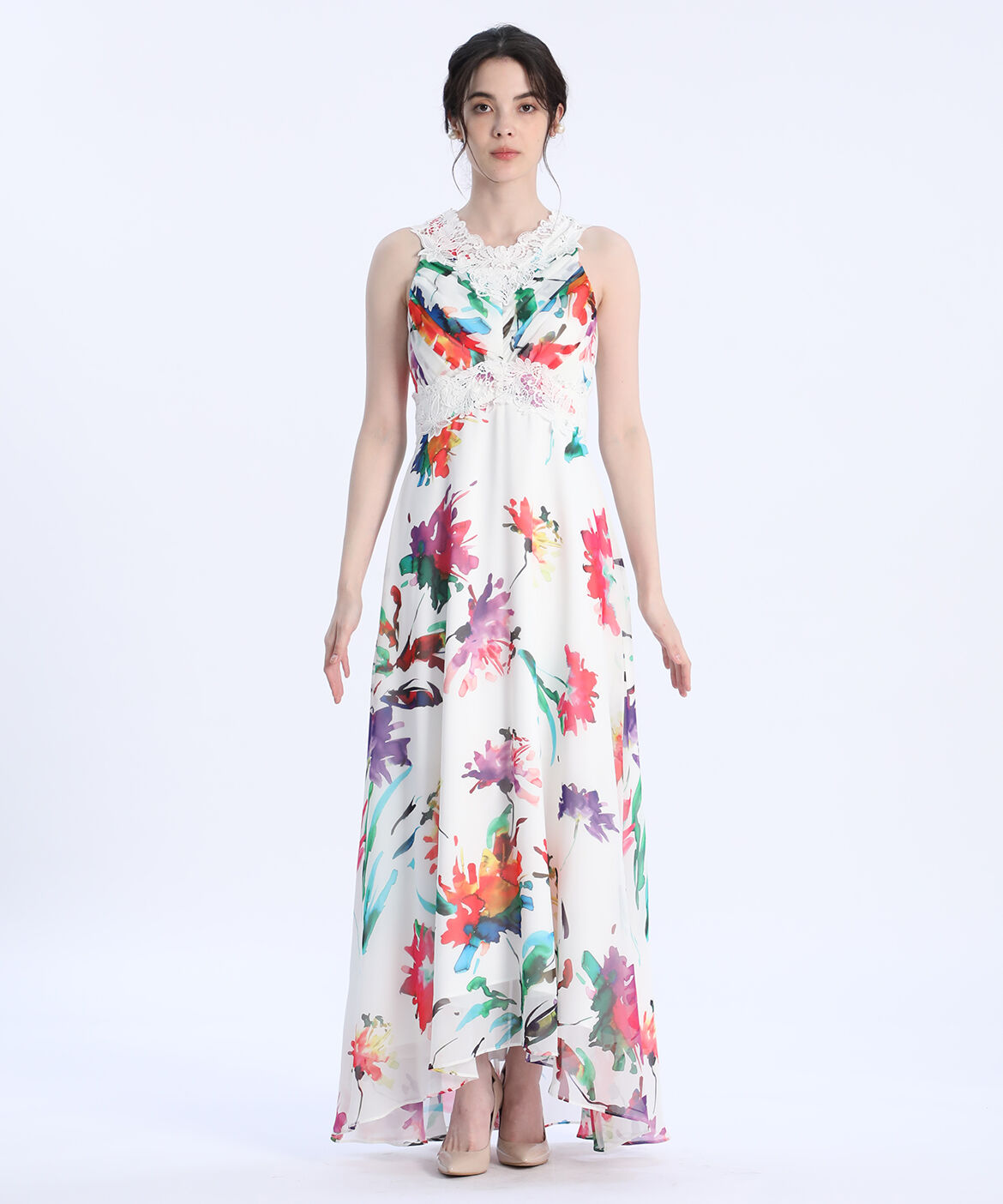 Maglie le cassetto「《M Maglie le cassetto》フラワープリントレースドレス」|ワンピース|