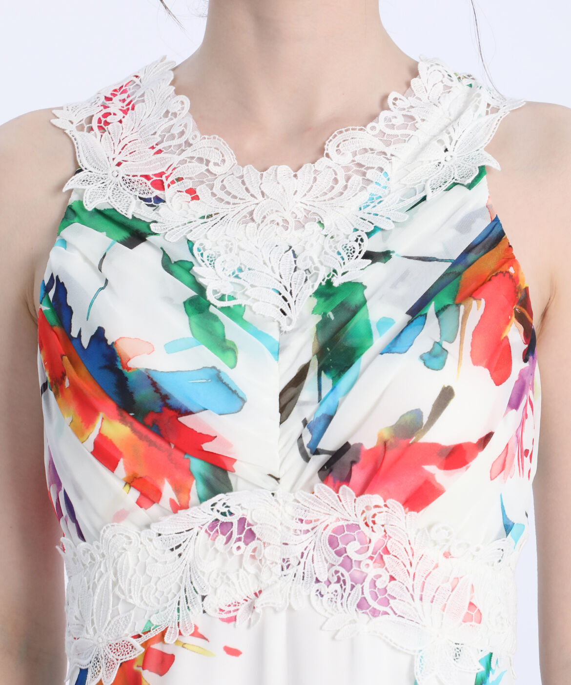 Maglie le cassetto「《M Maglie le cassetto》フラワープリントレースドレス」|ワンピース|