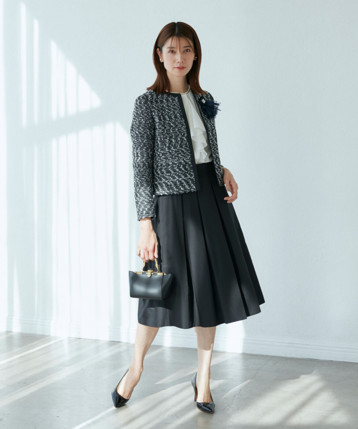 INED「《ROBE SUPERIOR CLOSET》ノーカラーツイードジャケット」|ノーカラージャケット|