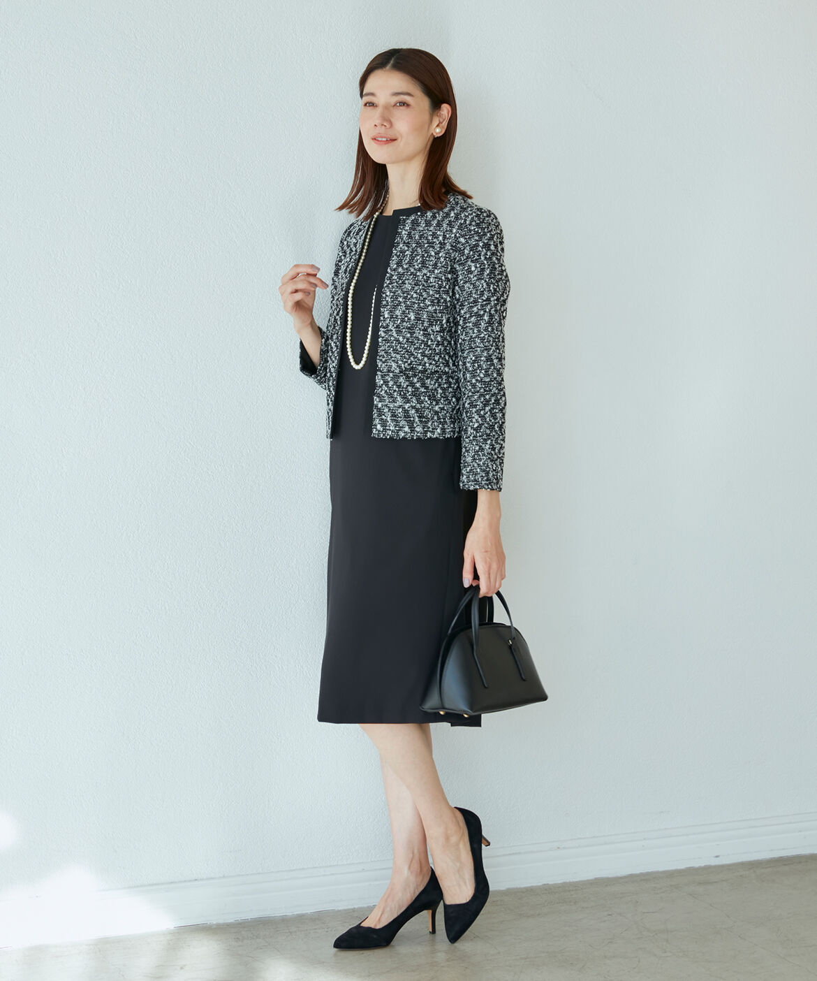 INED「《ROBE SUPERIOR CLOSET》ノーカラーツイードジャケット」|ノーカラージャケット|