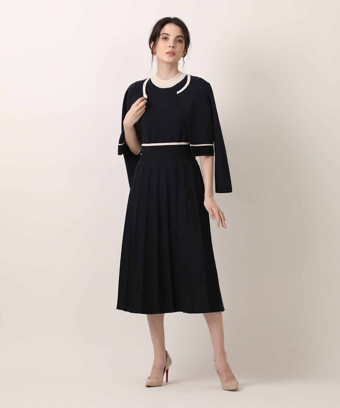 Maglie le cassetto「《M Maglie le cassetto》バイカラーボレロカーディガン」|カーディガン|