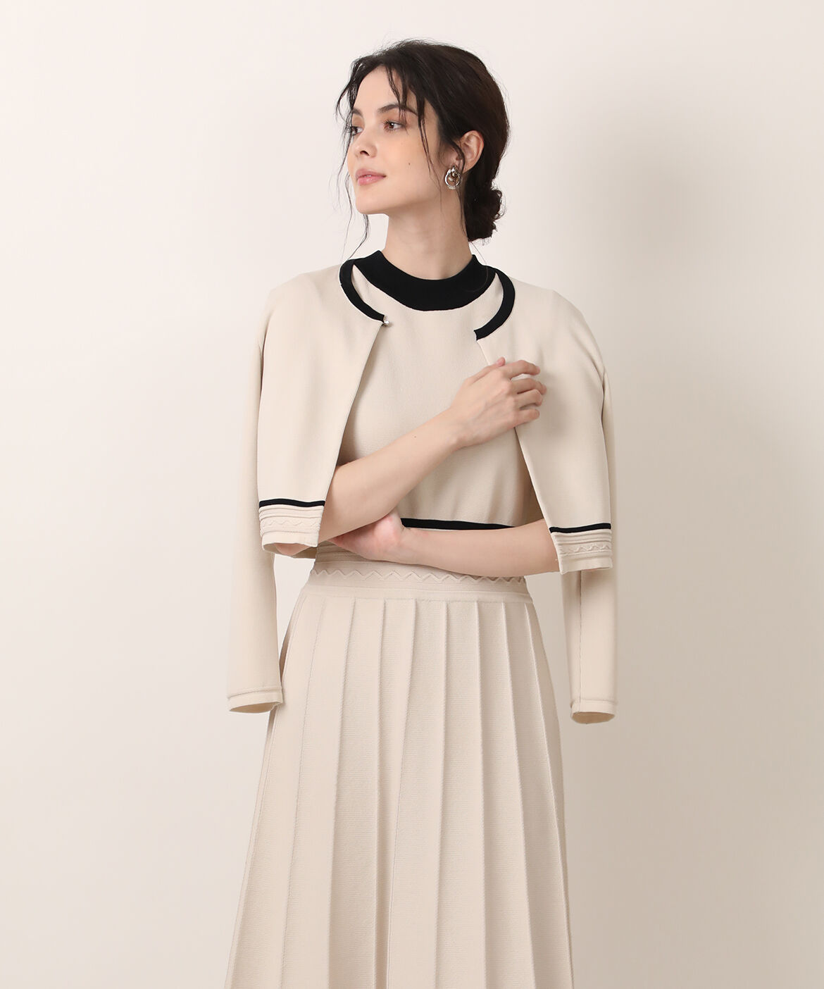 Maglie le cassetto「《M Maglie le cassetto》バイカラーボレロカーディガン」|カーディガン|