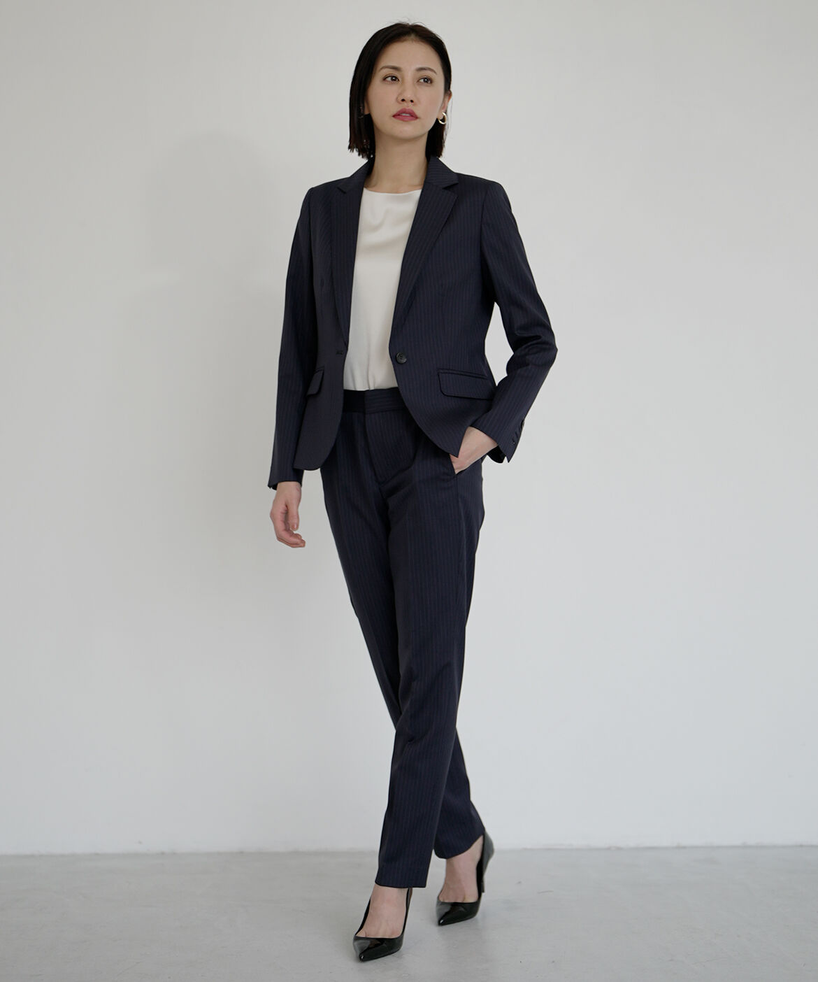 INED「シルクウールストライプジャケット」|テーラードジャケット|