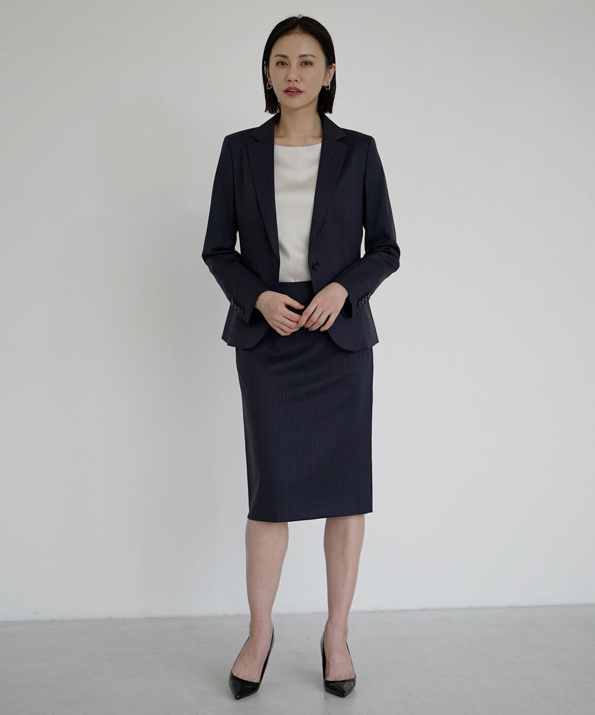 INED「シルクウールストライプジャケット」|テーラードジャケット|
