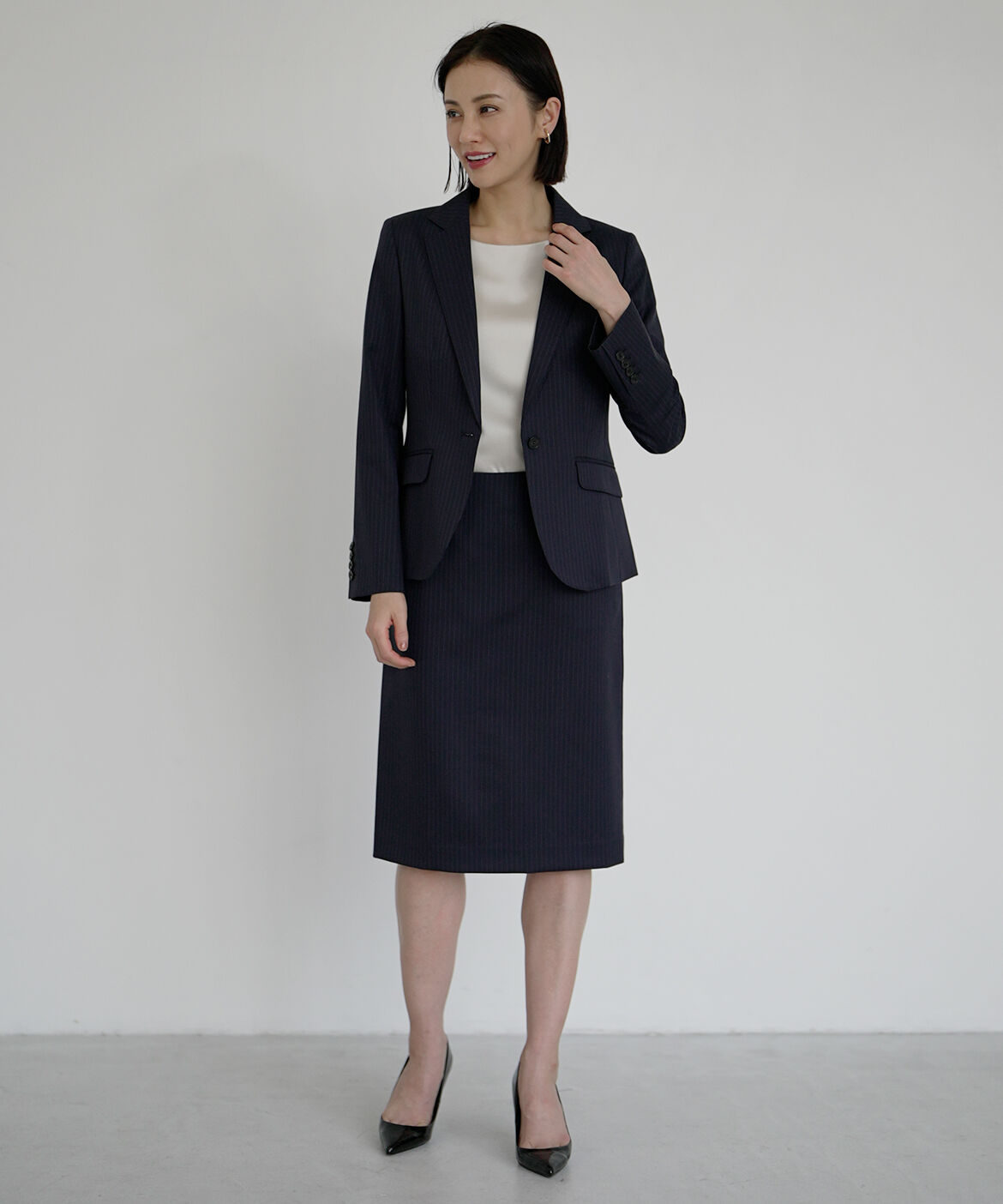 INED「シルクウールストライプジャケット」|テーラードジャケット|