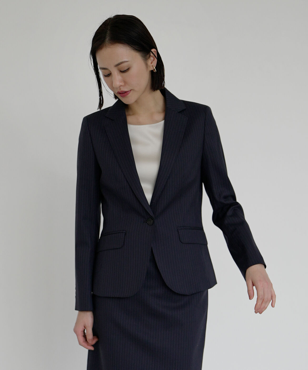 INED「シルクウールストライプジャケット」|テーラードジャケット|