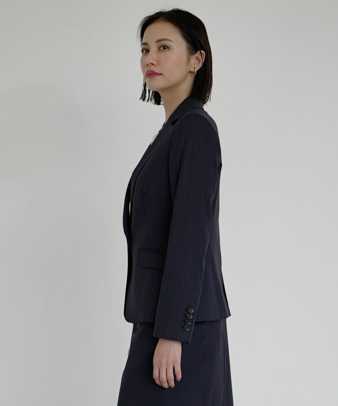 INED「シルクウールストライプジャケット」|テーラードジャケット|