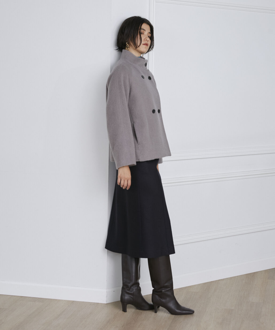 INED「《大きいサイズ》 Aラインミディスカート」|フレア|