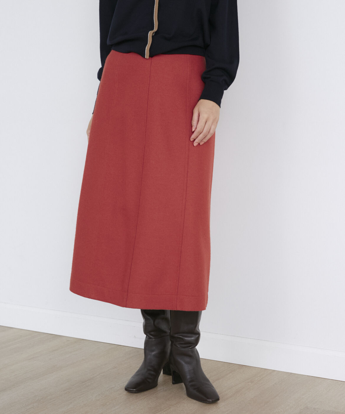 INED「《大きいサイズ》 Aラインミディスカート」|フレア|