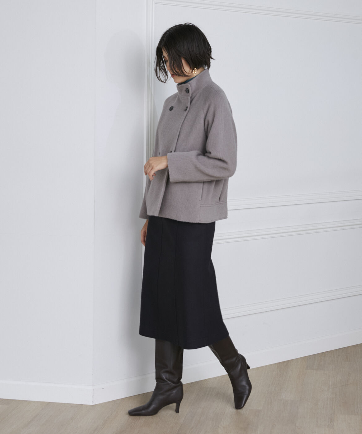 INED「《大きいサイズ》 Aラインミディスカート」|フレア|