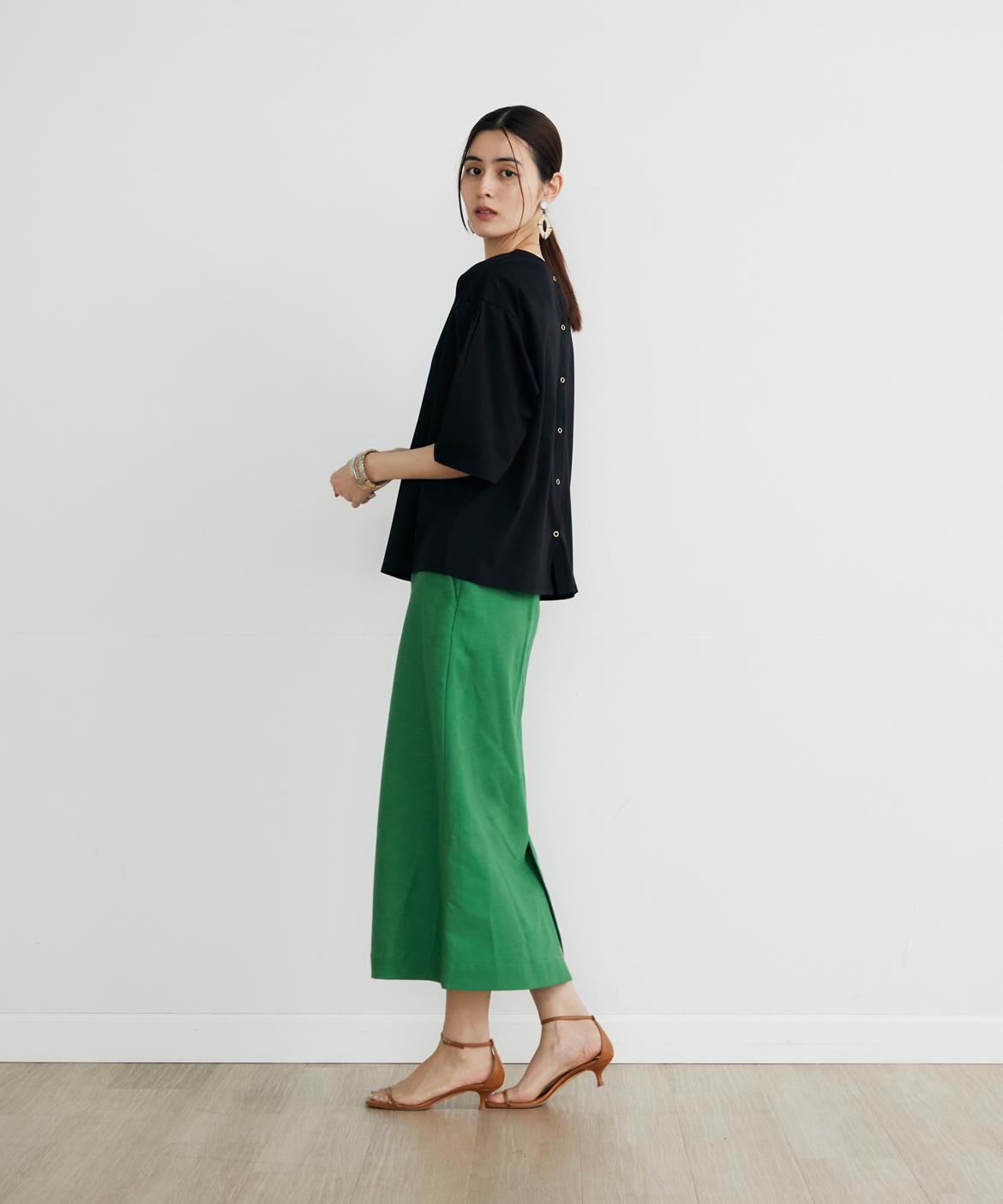 INED「2WAYドットボタン半袖カーディガン」|カーディガン|