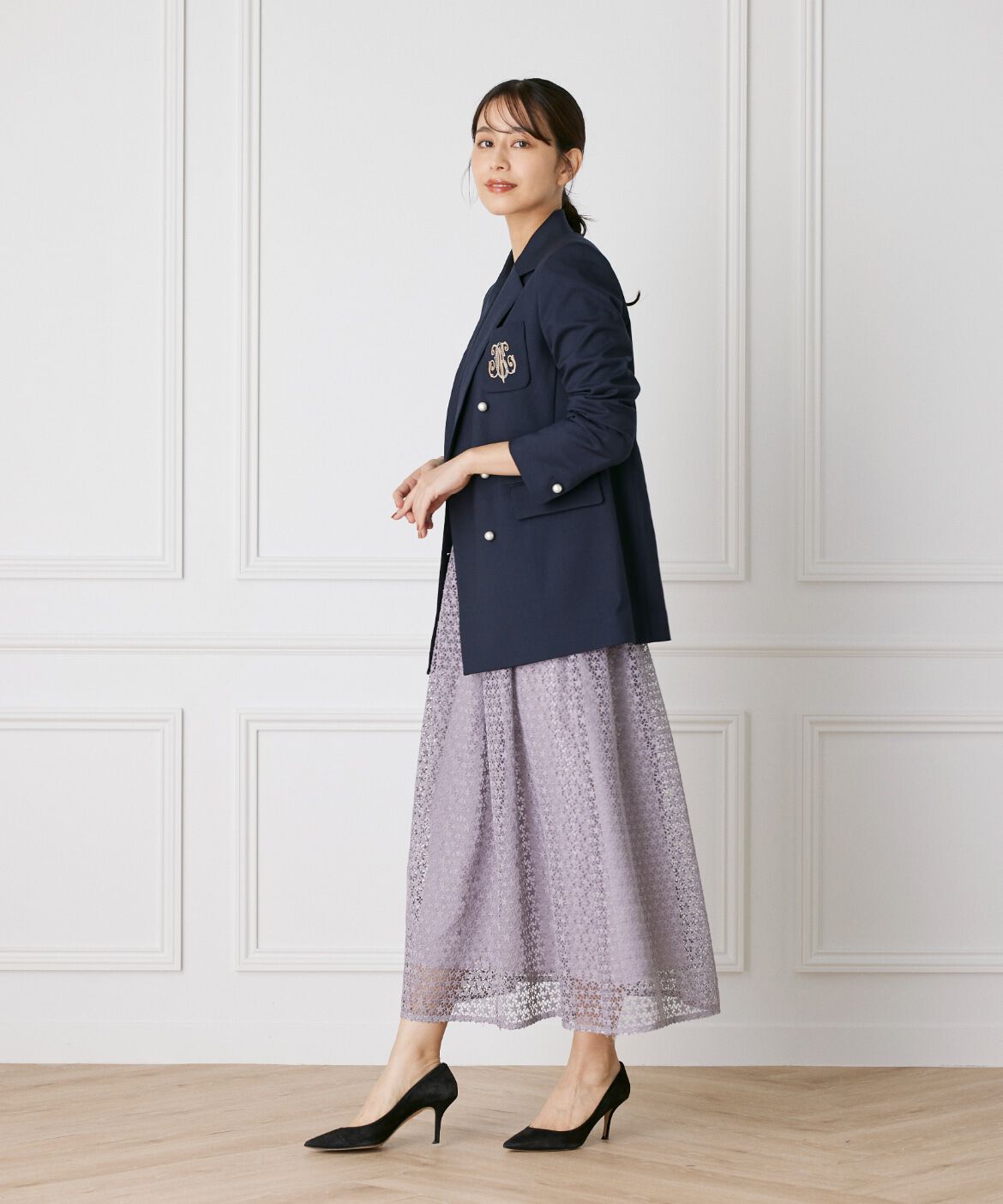 Maglie le cassetto「ロゴ刺繍パールボタンジャケット」|テーラードジャケット|