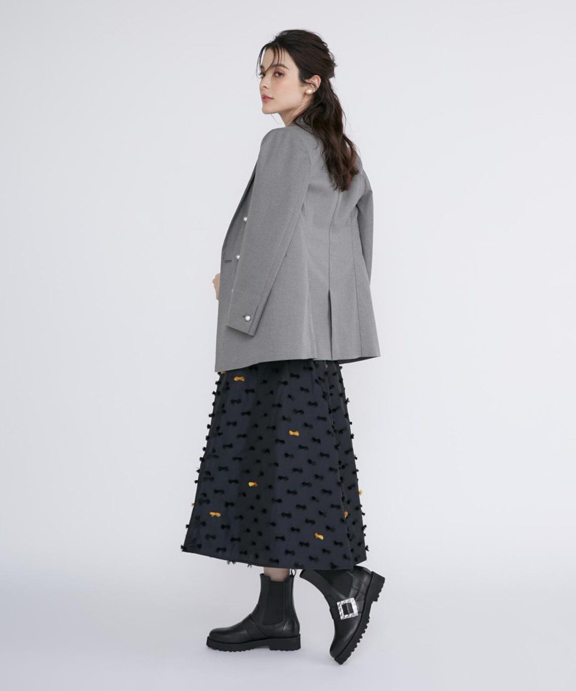 Maglie le cassetto「ロゴ刺繍パールボタンジャケット」|テーラードジャケット|