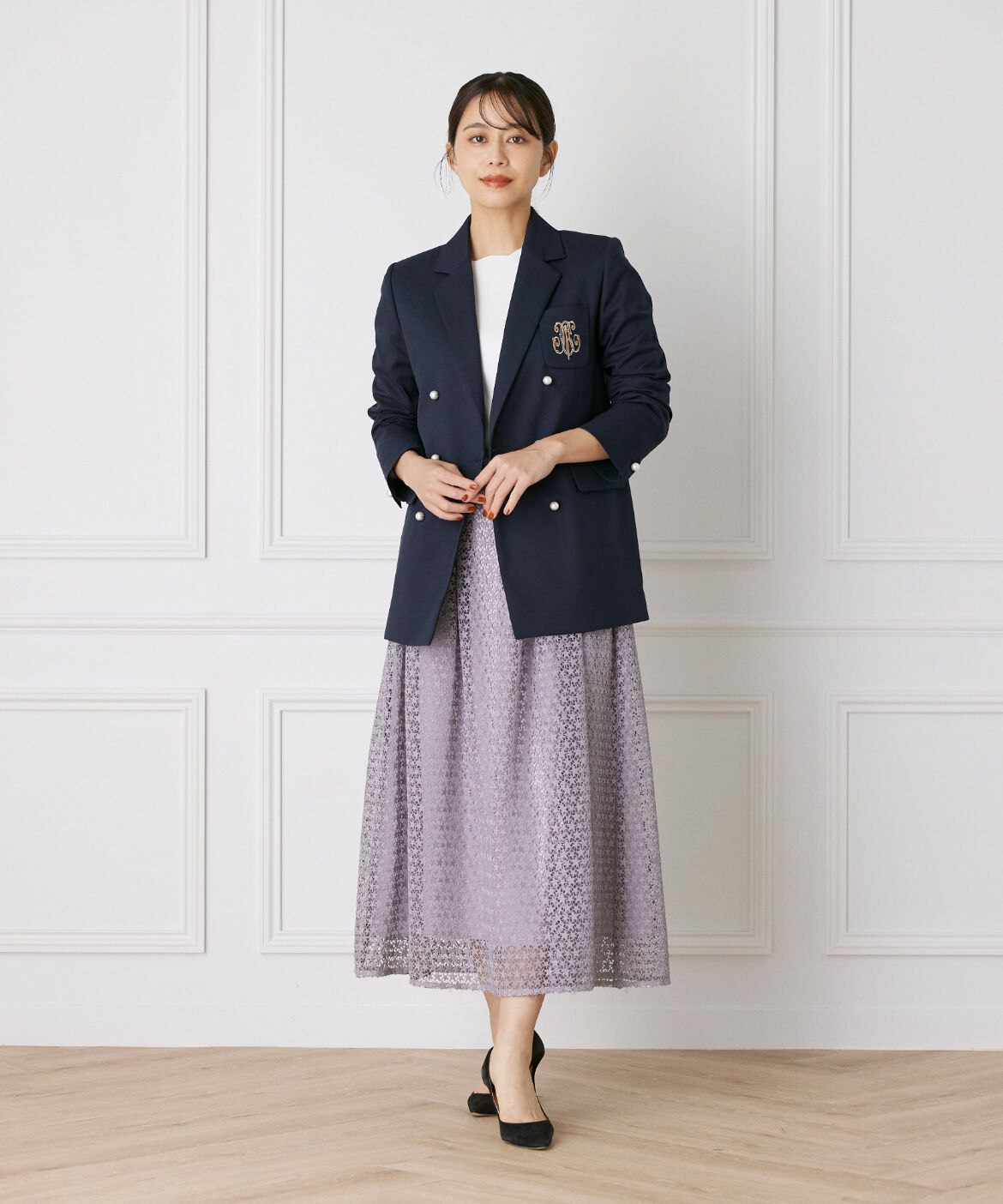 Maglie le cassetto「ロゴ刺繍パールボタンジャケット」|テーラードジャケット|