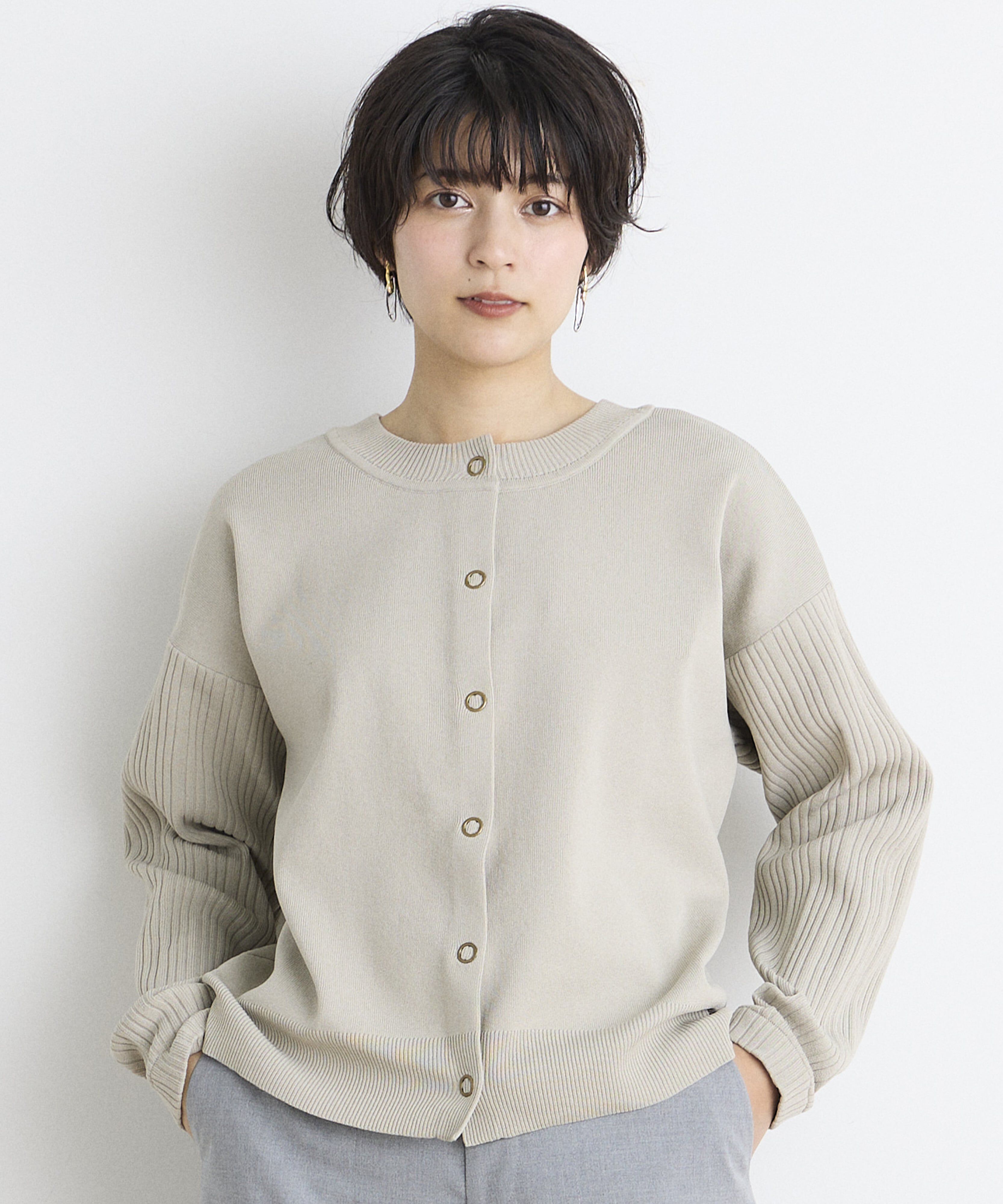 INED「《INED CLARO》2WAYクルーカーディガン」|カーディガン|