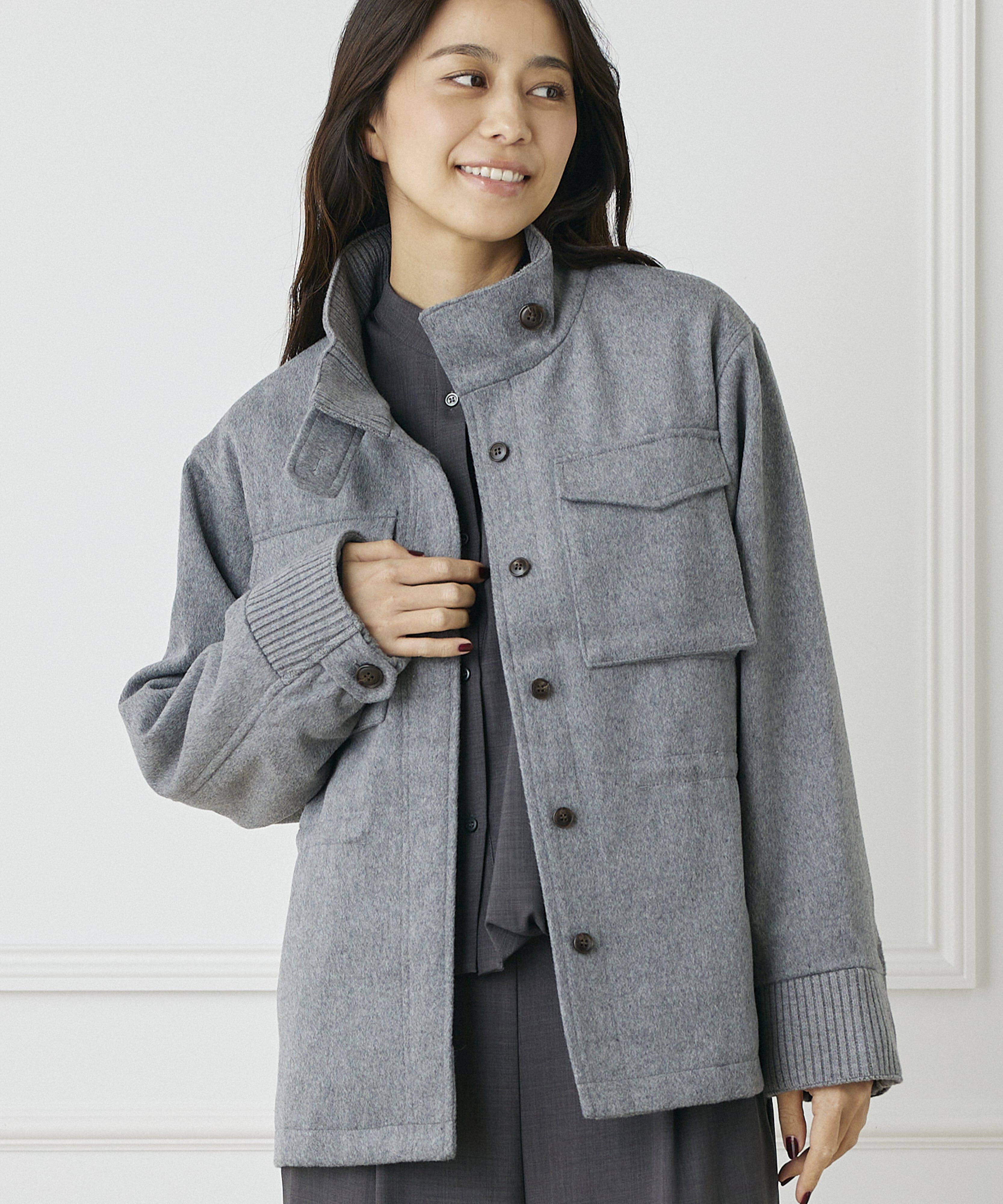 INED「《INED CLARO》ウールブレンドミリタリーブルゾン」|その他|グレー1