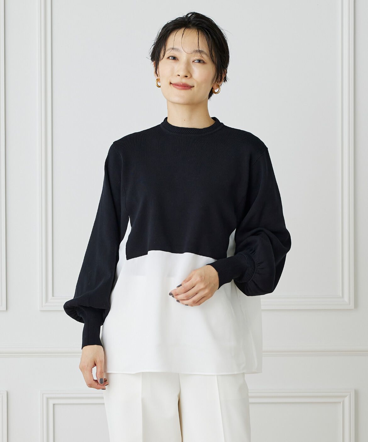 INED「ドッキングニット」|ニット・セーター|ブラック